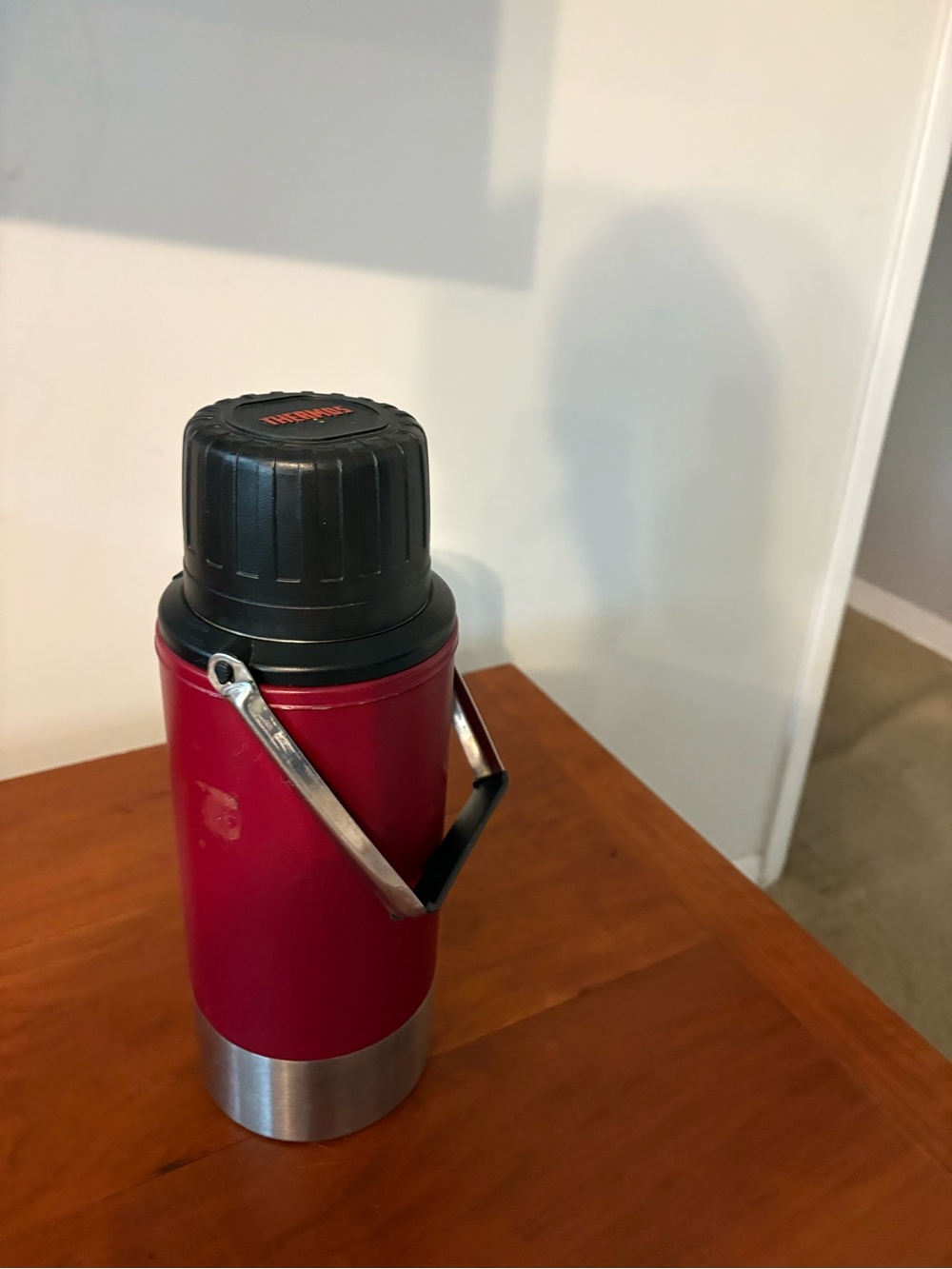 Thermos 1.89L Vacuum Bottle Red Black with Carry Handle